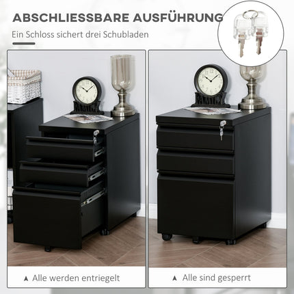 Rolling steel cabinet with 3 drawers - Office storage