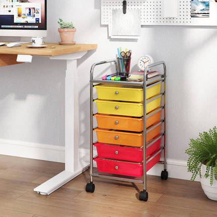 Rolling Cart with 6 Colorful Drawers & Lockable Wheels