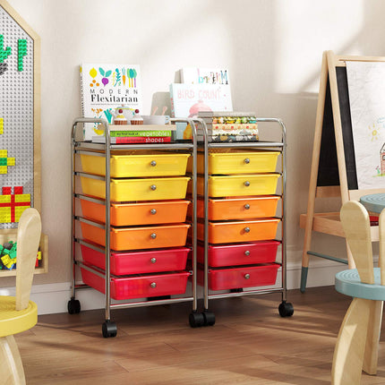 Rolling Cart with 6 Colorful Drawers & Lockable Wheels