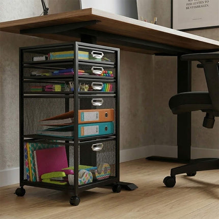 Rolling File Cabinet, 5-Drawer Mesh Under-Desk
