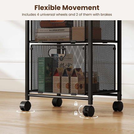 Rolling File Cart with Drawers and Lockable Wheels
