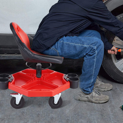 Rolling Garage Stool, Adjustable 300 lb, Tool Tray