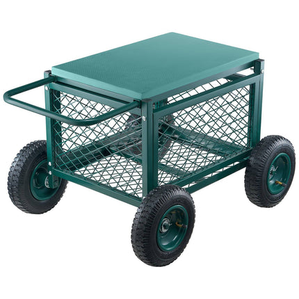 Rolling Garden Cart with Seat, 400 lb, Storage Basket