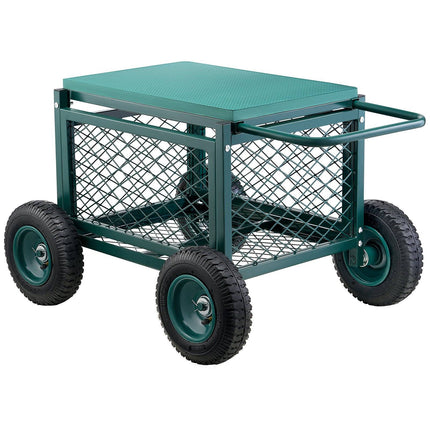 Rolling Garden Cart with Seat, 400 lb, Storage Basket