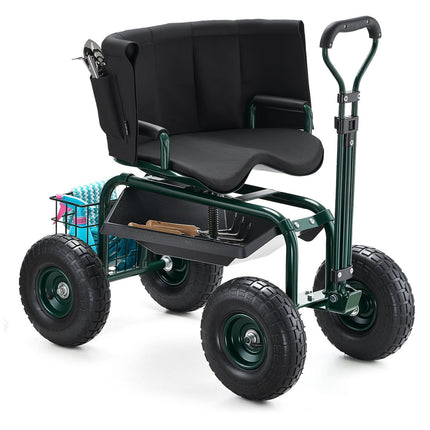 Rolling Garden Stool With Wheels, 400 Lb, Swivel Seat