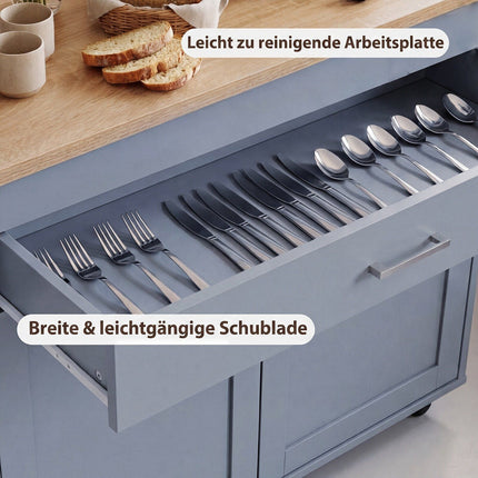 Rolling Kitchen Trolley with Drawer, Spice Rack & Towel Rail