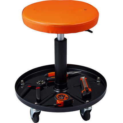 Rolling Mechanic Stool, 250 lb, Adjustable Height, Tool Tray