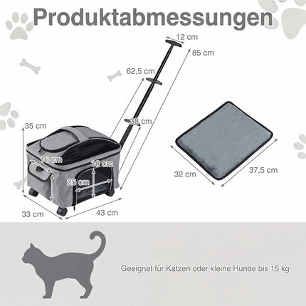 Rolling Pet Carrier with Telescopic Handle and Wheels