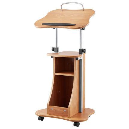 Rolling Podium Lectern, Adjustable Height, Storage Shelf