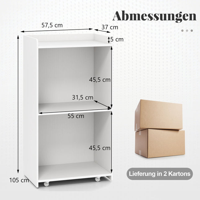 Verrijdbaar podium met 2 planken, 4 wielen, wit