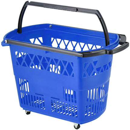 Rolling Shopping Basket Set, 6 Pack 39L, Wheels, Handles, Blue