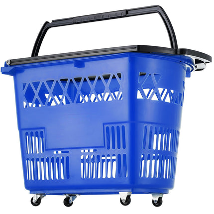 Rolling Shopping Basket Set, 6 Pack 39L, Wheels, Handles, Blue