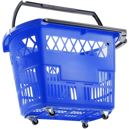 Rolling Shopping Basket Set, 6 Pack 39L, Wheels, Handles, Blue