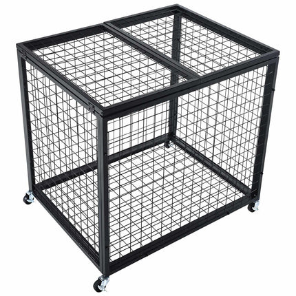 Rolling Sports Ball Storage Cart – Lockable Double-Lid Steel