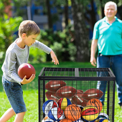 Rolling Sports Ball Storage Cart – Lockable Double-Lid Steel