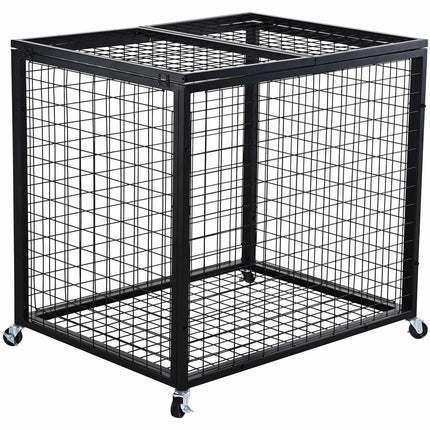 Rolling Sports Ball Storage Cart – Lockable Double-Lid Steel
