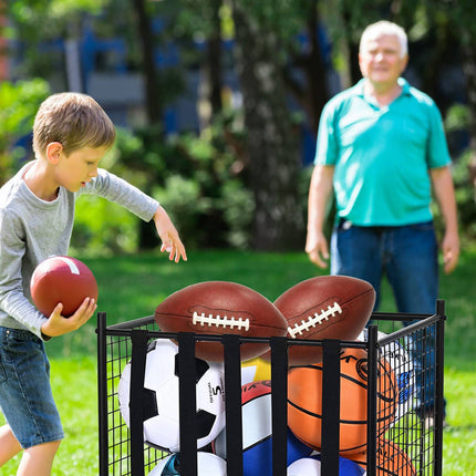 Rolling Sports Ball Storage Cart, Lockable Steel Cage