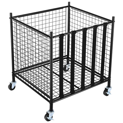 Rolling Sports Ball Storage Cart, Lockable Steel Cage