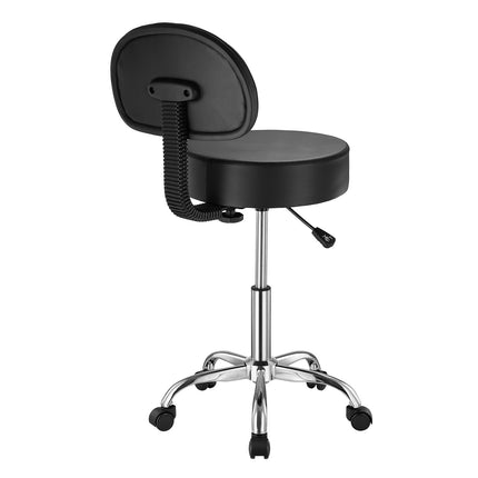 Rolling Stool With Backrest, 450 lb, Height Adjustable