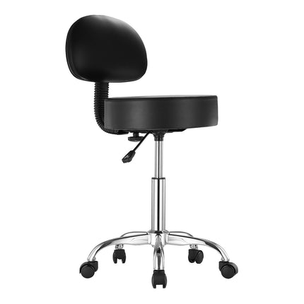 Rolling Stool With Backrest, 450 lb, Height Adjustable