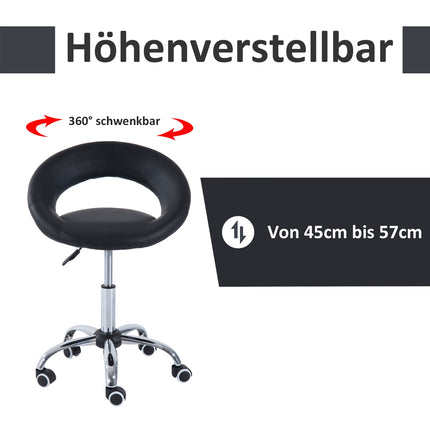 Výškově nastavitelná otočná stolička – černá PU kůže a kov