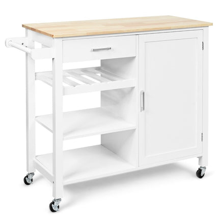 Pojízdný kuchyňský vozík, mobilní kuchyňský ostrůvek se zásuvkou 100 x 48 x 90 cm bílý