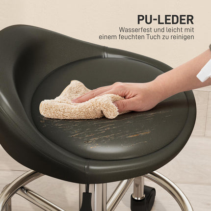 Adjustable height Swivel stool with backrest, black, 59-75 cm