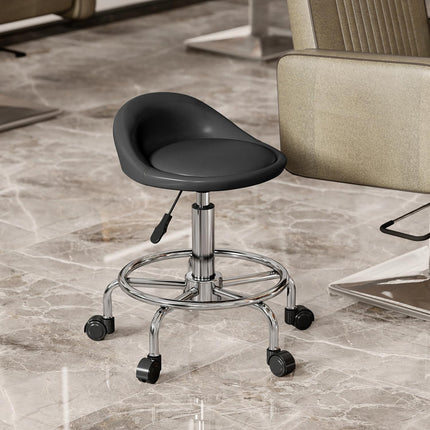 Adjustable height Swivel stool with backrest, black, 59-75 cm