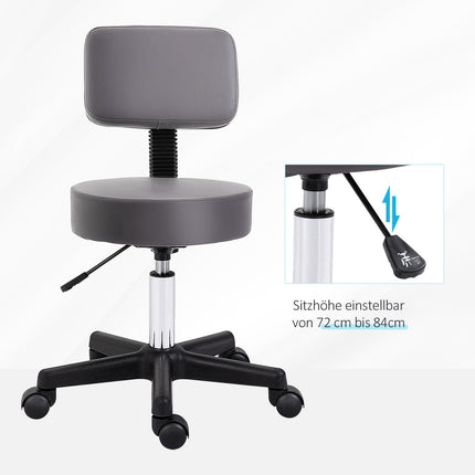 Height-adjustable rotating stool in gray artificial leather