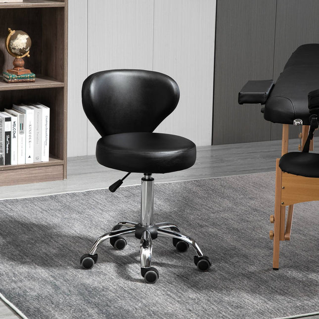 Otočná masážní stolička – nastavitelný ergonomický sedák, černá umělá kůže