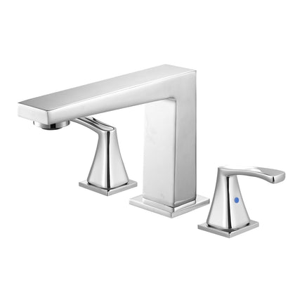 Roman Tub Faucet, 3-Hole Waterfall, 2-Handle, Silver