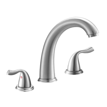 Roman Tub Faucet, 3-Hole Waterfall, Dual Handle, Brushed SS