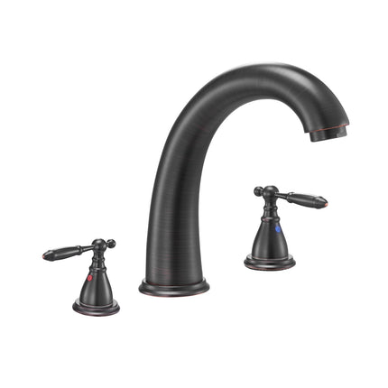 Roman Tub Faucet, Waterfall Deck Mount, 2-Handle Bronze