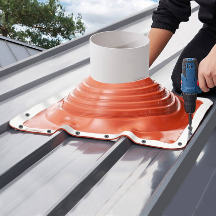 Roof Pipe Flashing Boot, 10-18 In OD, Silicone Square Base