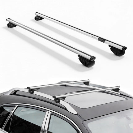 Roof Rack Cross Bars for Raised Rails, Lockable, 165 lb