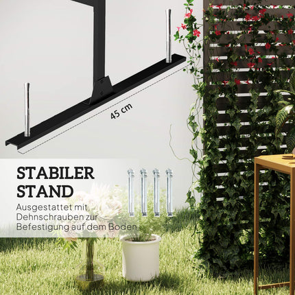 Venkovní ochranná zástěna, 3panelový paraván z oceli, černá