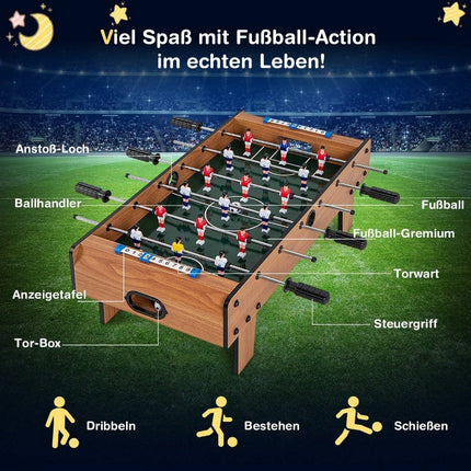 Stolní fotbal do pokoje, úsporný stolní fotbálek s robustní rukojetí 69 x 36 x 24 cm přírodní