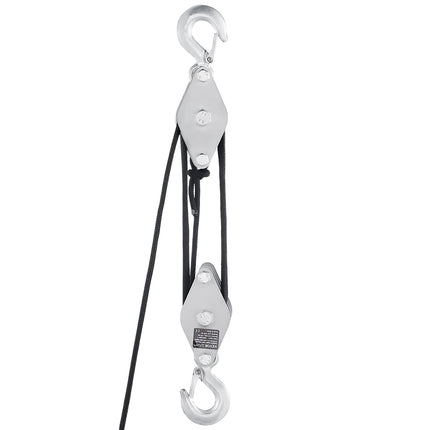 Rope Pulley Hoist, 100 Ft, 5:1 Block And Tackle, 4400 Lb
