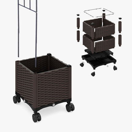 Růžový oblouk se 2 truhlíky, aretovatelná kolečka, zásobník na vodu
