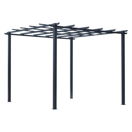 Černý kovový zahradní oblouk s treláží, odolný povětrnosti, 2.97x2.95x2.3m