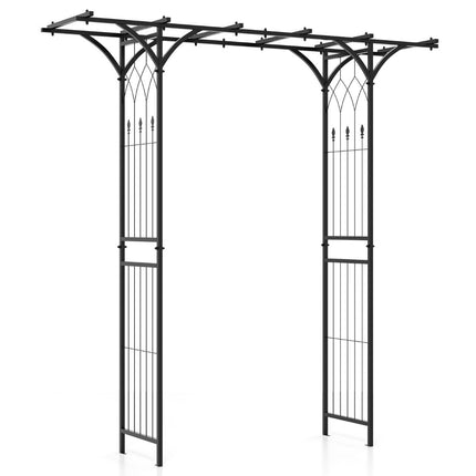 Kovový růžový oblouk pro popínavé rostliny, zahradní 200 x 52 x 206 cm, černá