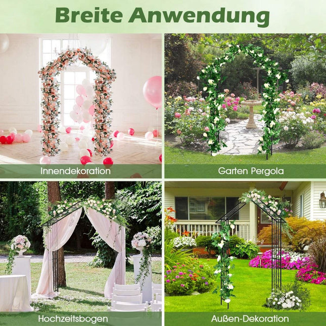 Rose arch metal garden arch for climbing plants trellis arch for backyard wedding party 140 x 40 x 223 cm black