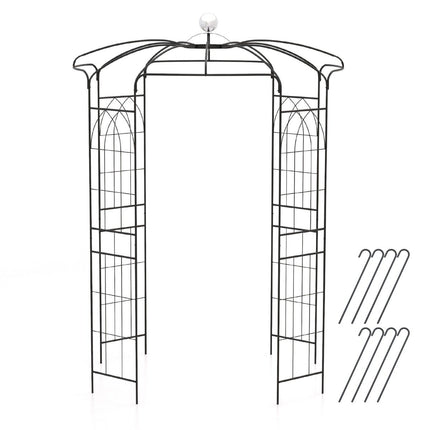 Kovový růžový pavilon pro popínavé rostliny, zahradní oblouk 206 x 206 x 286 cm, černá