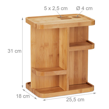 Rotatable makeup stand in bamboo