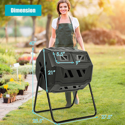 Otočný kompostér 160 l, dvoukomorový zahradní buben