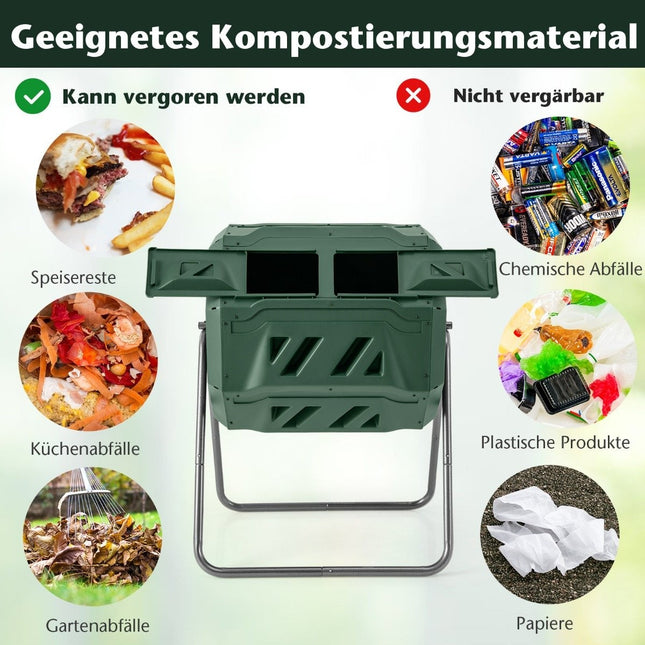 Otočný dvoukomorový kompostér, objem 160 l