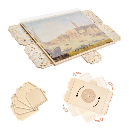 Rotating Puzzle Board, 2000-Piece, 5 Drawers, Cover