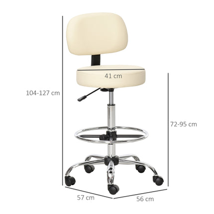 Nastavitelná béžová stolička z PU kůže s opěradlem – 56x57x104-127cm