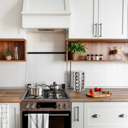 Rotating spice rack with 20 spice jars