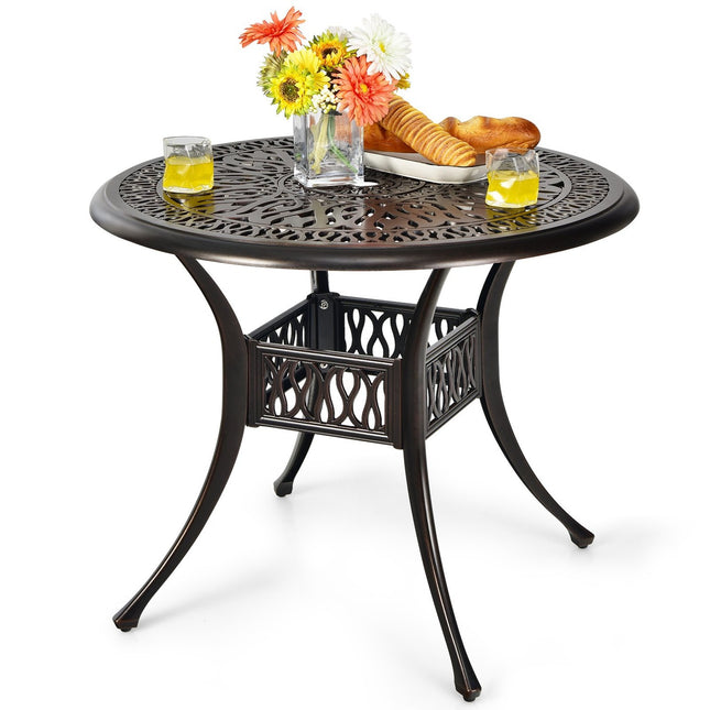 Ronde aluminium terrastafel met parasolgat, 90 cm